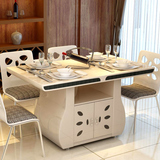 伊美琪 米白色大理石餐桌椅组合套装 现代家具餐厅长方形饭桌餐台