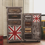 仿古英伦风格家具美式乡村复古做旧英国国旗实木柜子斗橱装饰斗柜