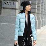 Amii女装2015冬装新款立领轻薄短款羽绒服女外套