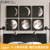 月球 夜空渐变卧室床头装饰画月亮挂画壁画样板房墙画客厅有框画