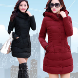 2015冬季新款羽绒棉服外套收腰棉衣女中长款修身显瘦加厚长袖外套