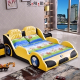 儿童床小孩子实木 卡通创意汽车床男孩女孩跑车1.2米1.5米真皮床
