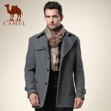 骆驼男装 男士羊毛大衣 中长款毛呢大衣 男款时尚休闲外套182028