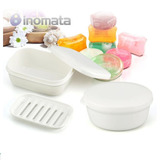 日本进口INOMATA 旅行出差密封便携式带盖手工皂盒 肥皂盒香皂盒