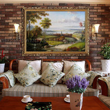 欧式田园纯手绘风景油画家客厅玄关装饰画过道立体地中海风情壁画