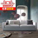 北欧宜家棉麻布艺沙发双三人小户型客厅简易羽绒沙发组合日式家具