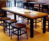 美式铁艺餐桌实木长桌家具桌椅组合做旧loft工作台吧台咖啡办工桌