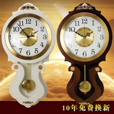 爱时达 大号韩版欧式实木钟表 客厅创意中式挂钟 金属拉丝钟面
