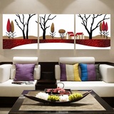 现代欧式客厅装饰画冰晶玻璃无框画玄关画三联简约沙发背景墙挂画