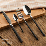 西餐具刀叉勺套装 创意磨砂不锈钢甜品刀叉子勺子黑色牛排刀叉子