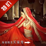 影楼主题写真女古装异域风格纱丽帆摄影性感印度服装舞蹈服红印象