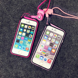 日韩iPhone6plus挂绳边框苹果6/5s手机壳带链子硅胶套挂脖软边框
