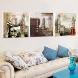 欧式建筑装饰画现代客厅简约无框画沙发墙画卧室壁画三联画挂画