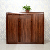 鞋柜简约现代实木组合木质烤漆 乌金木色中式 环保储物柜玄关客厅