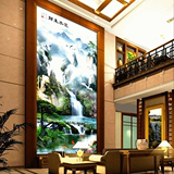中式自粘贴画山水小道风景贴纸贴画玄关过道墙贴客厅壁纸