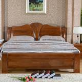 实木床榆木家具1.8大床液压箱体床 婚床简约现代大人双人老榆木床