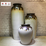 简约新款落地现代风格高温花釉陶瓷土陶罐组合大花瓶景观装饰摆件