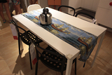 外贸地中海蓝色桌旗桌巾桌布时尚简约现代美式茶几酒店餐旗帆船