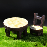 圆形桌椅 苔藓微景观 多肉植物摆件 树脂工艺 小摆件DIY