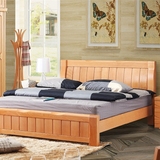 全实木家具榉木床原木硬板双人婚床铺高箱储物简约现代1.8米1.5米