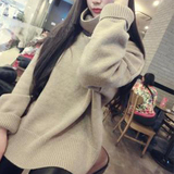 王菲同款2015秋冬季新品韩版羊绒毛衣女短款高领加厚套头宽松上衣