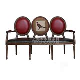 现货 美式实木沙发椅 新古典沙发 欧式实木三人餐椅 咖啡厅餐椅