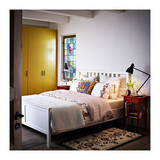 IKEA宜家代购 汉尼斯 床架,双人实木欧式床 白色漆180*200CM