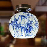 中式手绘青花瓷景德镇薄胎陶瓷灯具 餐厅客厅卧室玄关吸顶灯包邮