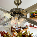 42寸铁叶吊扇灯简约时尚欧式仿古电风扇现代客厅歺厅复古带灯风扇