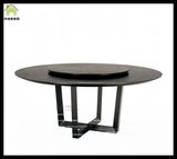 实木圆桌现代简约圆餐桌黑橡木色 圆形餐桌北欧简约胡桃木色餐桌