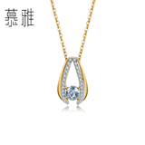 慕雅 创意 S925纯银项链女 韩国时尚气质镀18K黄金镶嵌蓝宝石吊坠