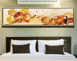 手绘卧室床头挂画客厅沙发背景墙装饰画荷花有框抽象油画简约现代