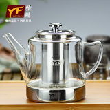 雅风 不锈钢过滤加厚玻璃耐高温电磁炉加热煮泡茶壶 透明花茶具大