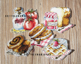 法国正品DMC十字绣套件 冰箱贴 早餐食物合集 串珠 塑料板 小配件