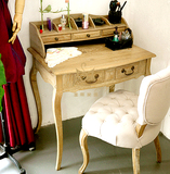 现货~出口欧洲谢利橡木实木双层仿古写字台书桌梳妆台-2色