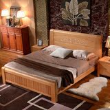 现代简约中式 进口全实木床 1.8米 1.5米 榉木床 双人床 婚床大床