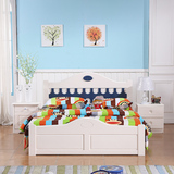 地中海儿童床实木床白色1.2米松木床简约公主单人床男女孩床1.5米