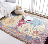 线毯子挂毯防尘罩套特客厅软地毯全盖沙发毯巾 美式乡村世界地图