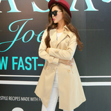 2014新款韩版春秋女装风衣中长款双排扣外套韩国修身薄学生潮外套