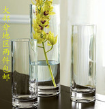 现代宜家 直筒透明圆柱玻璃花瓶 富贵竹水培 落地金鱼缸 家居摆件