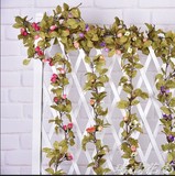 仿真小玫瑰花藤条欧式复古藤蔓塑料花绢花假花室内管道装饰壁挂