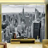 墙纸壁画摩天大楼城市建筑夜景大型壁画电视背景墙壁纸3D客厅卧室