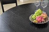 多功能伸缩折叠黑色实木贴木皮圆餐桌钢化玻璃餐台，特价！
