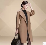 2016新品纯色高贵精品羊绒大衣中长款修身气质毛呢风衣女装外套
