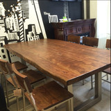 鸣冠 美式实木复古餐桌办公桌简易会议桌咖啡桌原木书桌洽谈桌