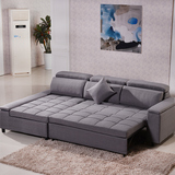 小户型客厅多功能推拉储物2.7米布艺可拆洗折叠沙发床两用转角1.6