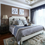 实木床家具1.8米床欧式双人床北欧样板床简约欧美式布艺床非现货