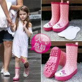 儿童雨鞋雨靴 女童橡胶保暖防滑水鞋 韩国kitty猫雨鞋不带提手