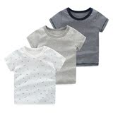 3件装 童装小童男童条纹t恤短袖纯棉 宝宝儿童半袖男童体恤衫汗衫