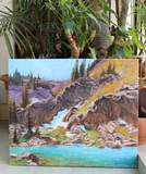 超写实 风景油画作品 纯手绘亚麻布面无框画 山水风光河流山峰